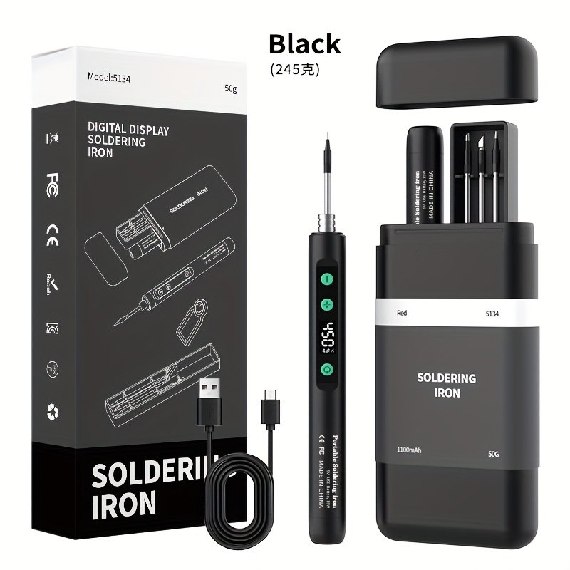 Smart LED Display Soldering Iron black