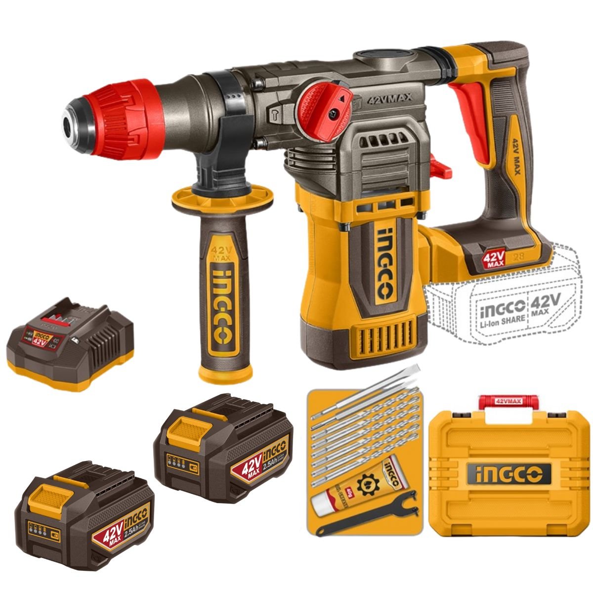 Ingco 42V Cordless Rotary Hammer