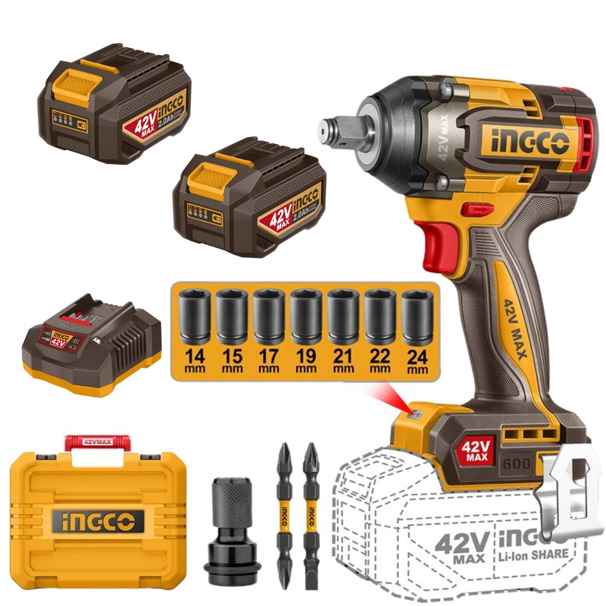 Ingco 42V Cordless Impact Wrench