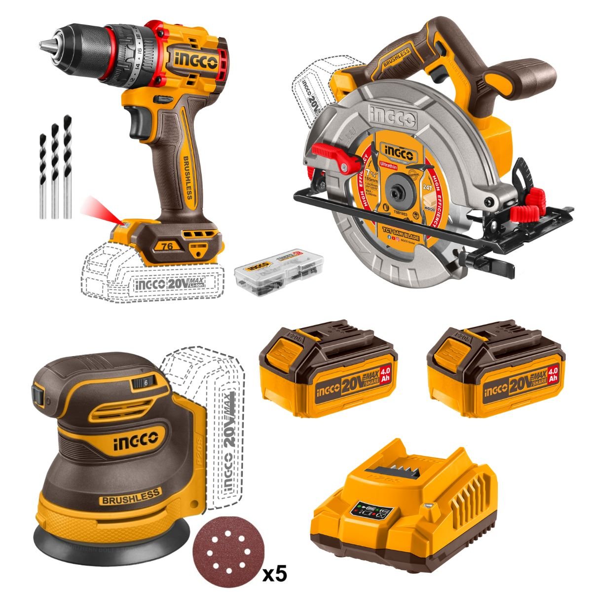 Ingco Cordless Combo Pack 3 20 V